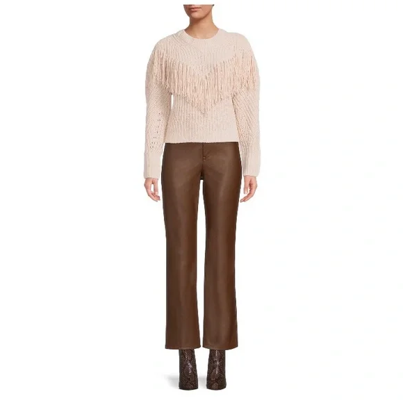 No Boundaries Junior’s High Rise Faux Leather Pants Hot Chocolate - Picture 2 of 5